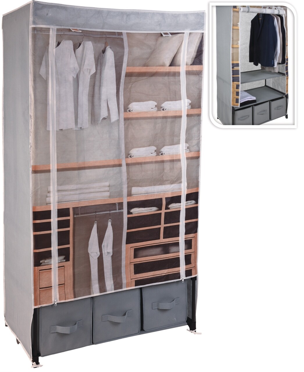 Closet Design Ruhásszekrény, 88x50x160 Cm, Tarka