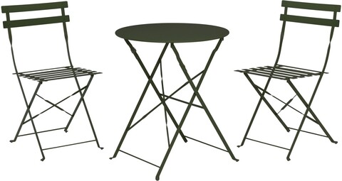 Set mobilier de gradina Bistro, 3 piese, metal, verde