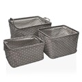 Set 3 cosuri pentru depozitare Stars, Versa, 35 x 25 x 22 cm, poliester, gri