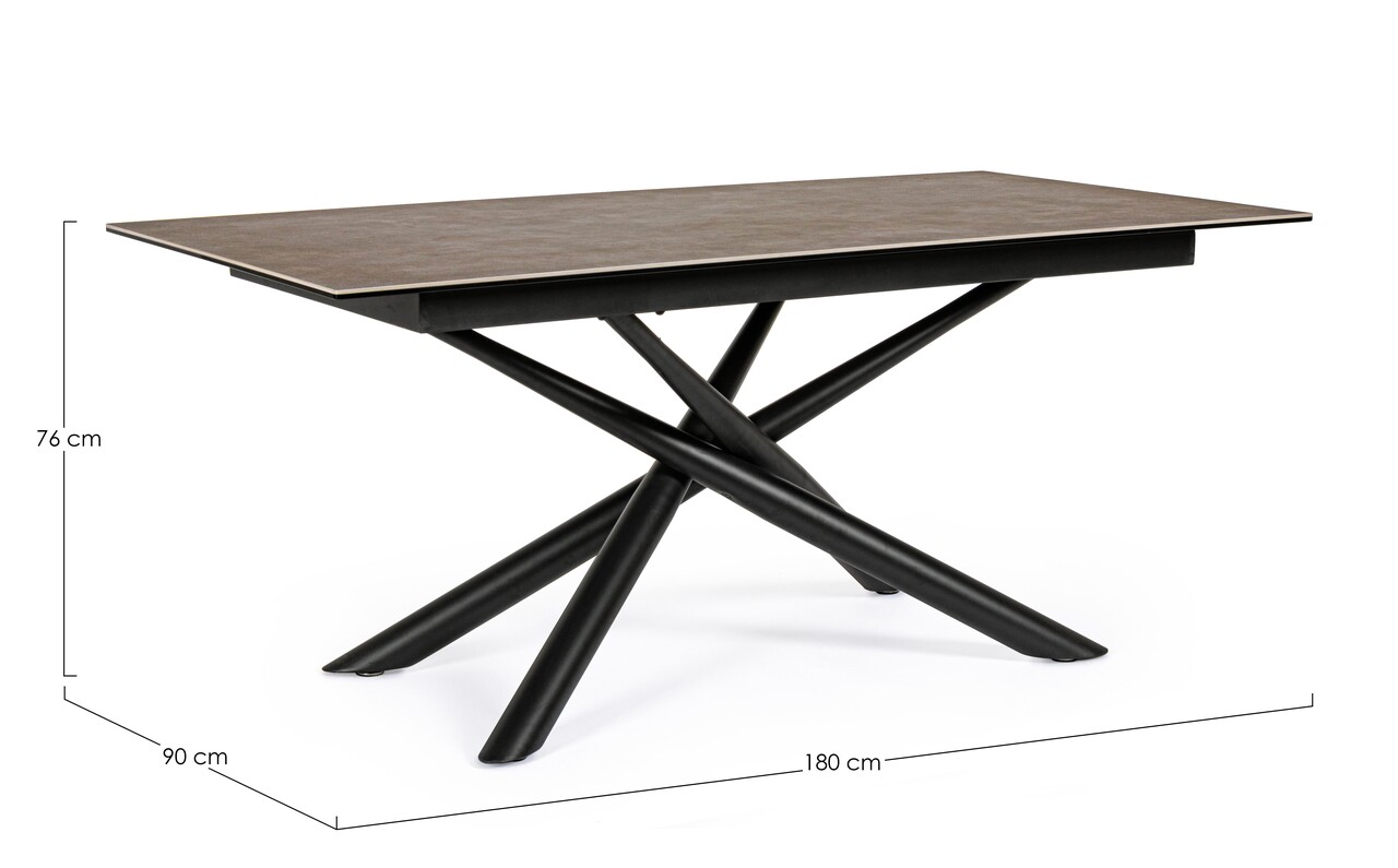Seyfert Asztal, Bizzotto, 180 X 90 X 76 Cm, Acél/kerámia/edzett üveg