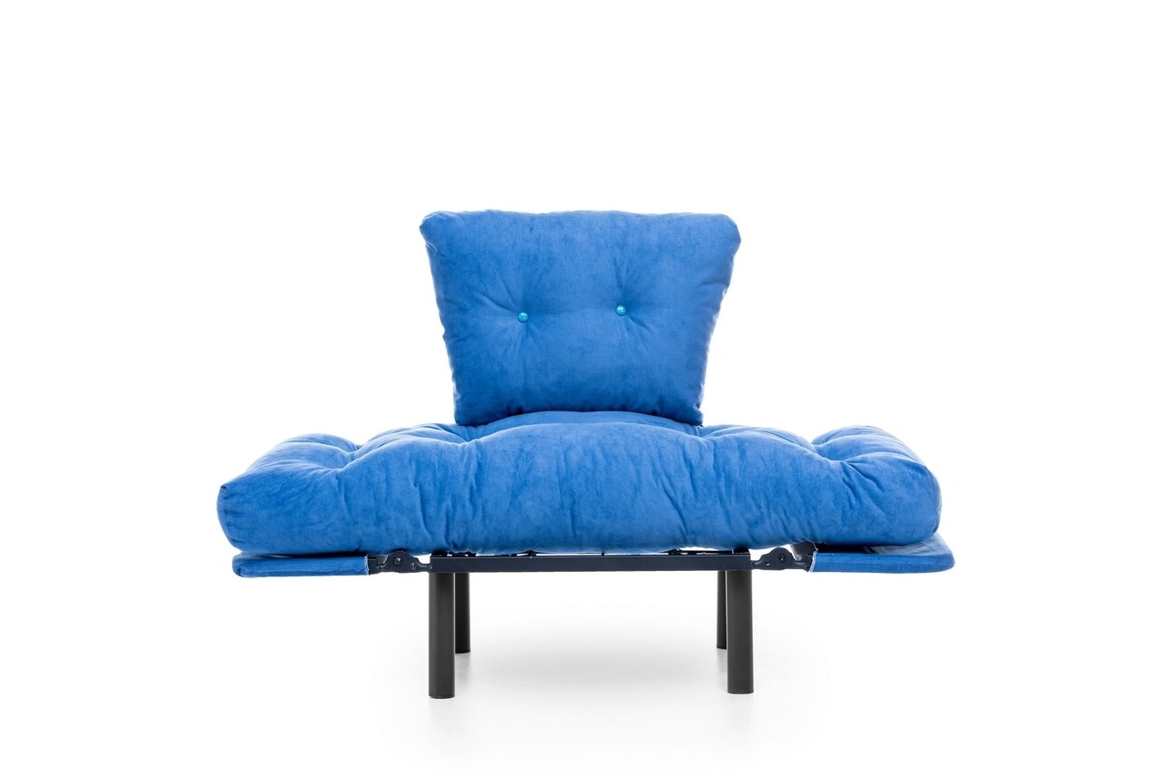 Nitta Single Kihúzható Fotel, Futon, 135x70 Cm, Fém, Kék