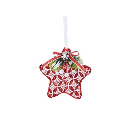 Xmas Star Fenyőfa dísz V3, 12 cm, hab, piros