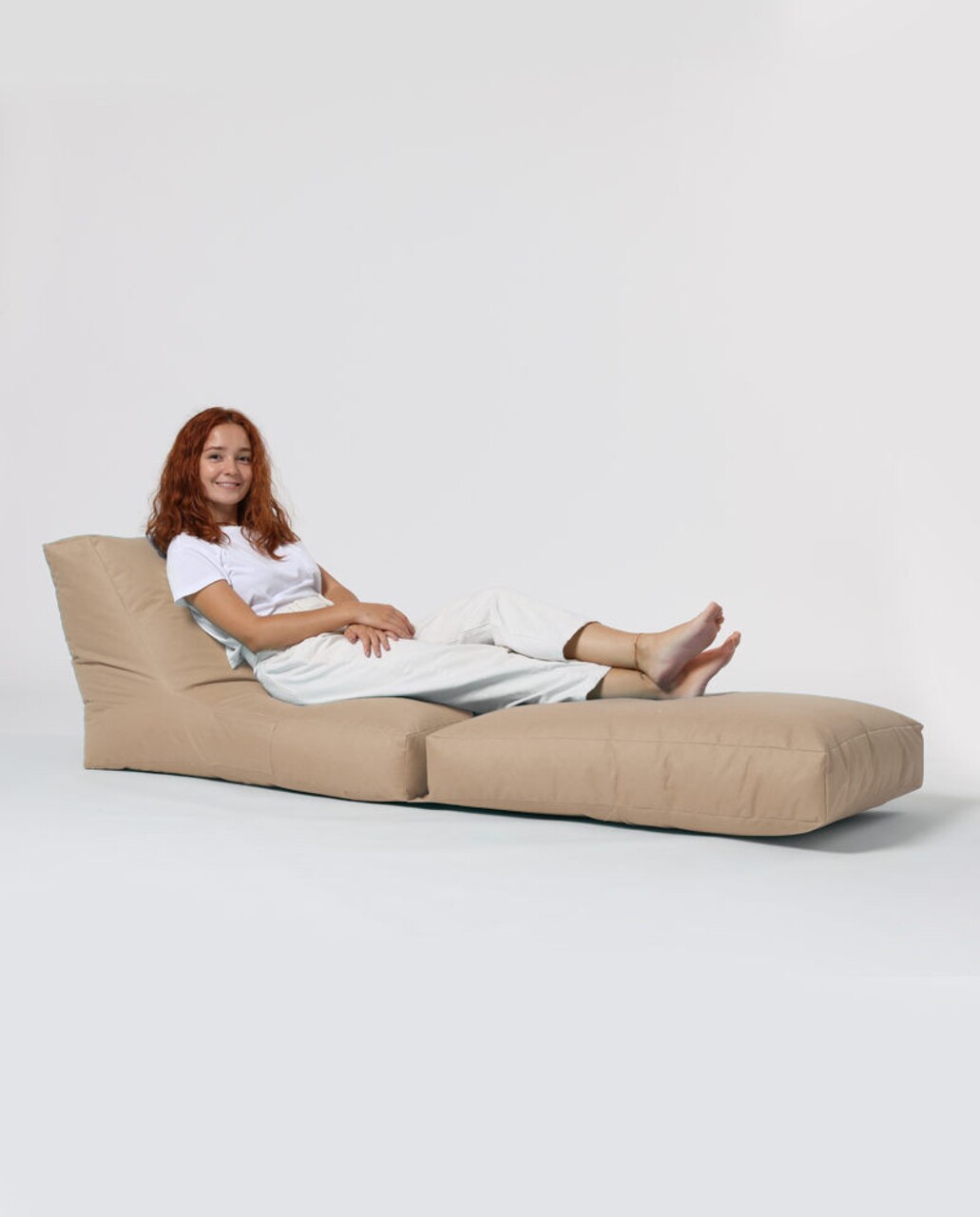 Siesta kihúzható fotel, ferndale bean bag, 55 - 180 cm, poliester impermeabil, nyérc bézs