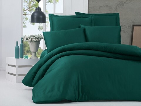 Lenjerie de pat dubla King Size, Victoria, Alisa Green, 6 piese, 240x260 cm, 100% bumbac satinat, verde