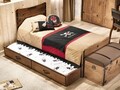 Pat extensibil, Çilek, Pirate Pull-Out Bed (90X180), 95x24x186 cm, Multicolor