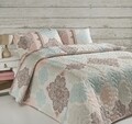 Eponj Home Dupla steppelt ágytakaró, Andalucia Turquoise, 3 darabos, 70% pamut, 30% poliészter, színes