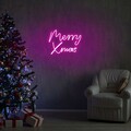 Merry Christmas Fali lámpa, Neon Graph, 43x33x2 cm, rózsaszín