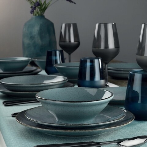 Kutahya Porselen 24 darabos Étkészlet, CXEO24Y2730P01, porcelán, kék