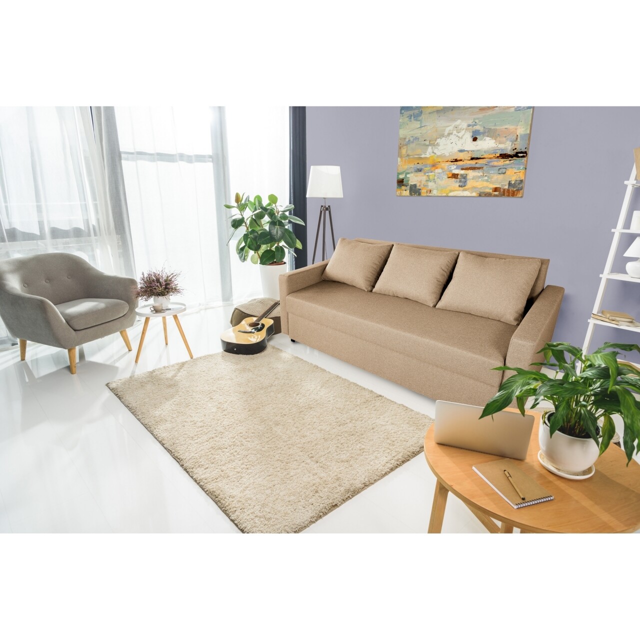 Bedora Firenze Kihúzható kanapé, Cappuccinobarna 218x85x85 cm + tárolóládával
