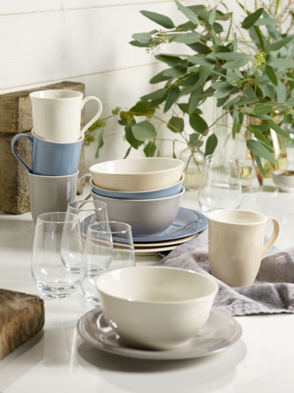 12 Részes Asztali Készlet, Like Villeroy & Boch, Color Loop Horizon, Prémium Porcelán, Kék