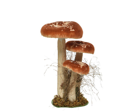 Mushroom Dísz, Decoris, 14x18x26 cm, poliészter, barna