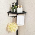 Vasagle Shower Caddy Állítható magasságú fürdőkád és zuhanyzó polc, 35 x 25 x 85-305 cm, teleszkópos rúd, acél/pp, fekete