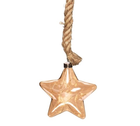 Rope Star  Fénydekoráció, 15 LED-el, Ø18 cm, üveg