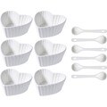 Set 6 boluri pentru gustari Heart, 4 x 9 cm, portelan, alb