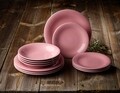 Asztali készlet 12 darab, Like Villeroy & Boch, Color Loop Rose, prémium porcelán, rózsaszín