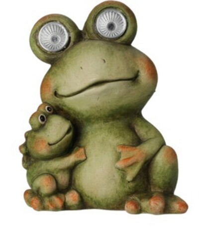 Lampa solara de gradina Frog, 13.5x10x16.5 cm, ceramica, verde