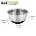 Bol cu baza antiderapanta, Wenko, Aru, 0.6 L, 14 x 14 x 8 cm, inox/silicon