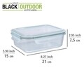 Caserola cu capac, Wenko, Pacu, 1 L, 21 x 15 x 7.5 cm, sticla/polipropilena/silicon, transparent