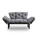 Canapea extensibilă cu 2 locuri, Futon, 859FTN1218, Metal, Gri