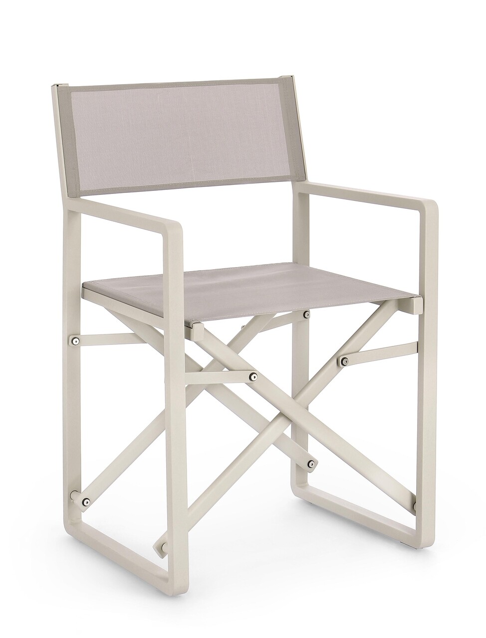 Konnor Összecsukható szék, Bizzotto, 55 x 50.5 x 84.5 cm, alumínium/textilén 1x1, világosszürke