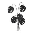 Decoratiune de perete, Monstera, Metal, Dimensiune: 60 x 100 x 12 cm, Negru