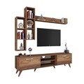 Comoda TV cu 3 rafturi de perete M16 - 262, Wren, 180 x 35 x 48.6 cm/90 cm/133 cm, walnut