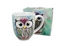 Csésze, Duo, Funky Owl, Jumbo XXL, 0,9 L, porcelán, fekete-fehér