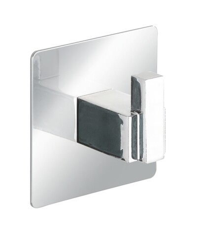 Suport autoadeziv pentru prosoape, Wenko, Uno Quadro Turbo-Loc®, 6.5 x 6.5 x 3.5 cm, plastic/inox