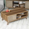 İnci Walnut Dohányzóasztal, Hommy Craft, 105x60x38,2 cm, mogyoró<br />krémszín