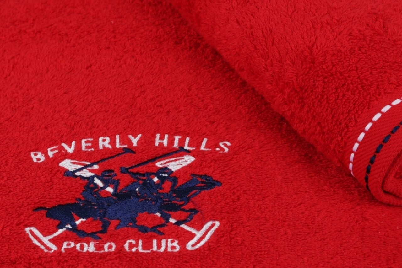 Beverly Hills Polo Club 2 Db Fürdőszobai Törölköző, 70x140 Cm, 100% Pamut, Piros