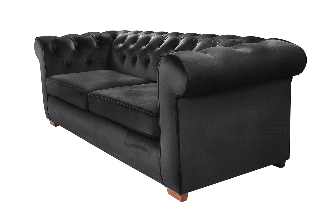 Oxford Chesterfield Kihúzható Kanapé, 88x216x75 Cm, 3 Személyes, Grafit Szürke