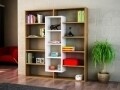 Biblioteca Wooden Art, Ample Walnut White, 125x135.7x22 cm