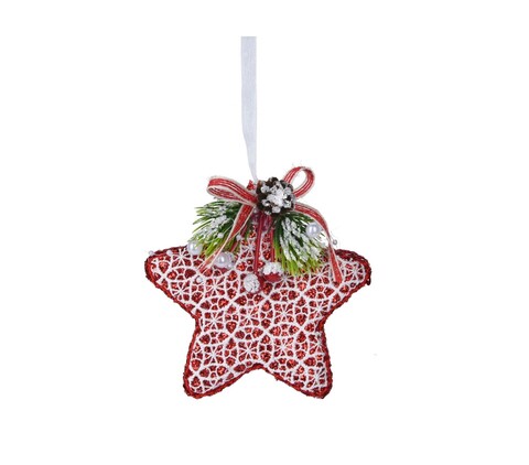 Xmas Star Fenyőfa dísz V1, 12 cm, hab, piros