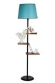 Lampadar cu 3 rafturi, Luin, 8270-5E27, 60 W, metal/lemn/textil