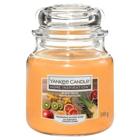 Lumanare parfumata in suport de sticla, Yankee Candle, 60 ore, 340 g, fructe exotice