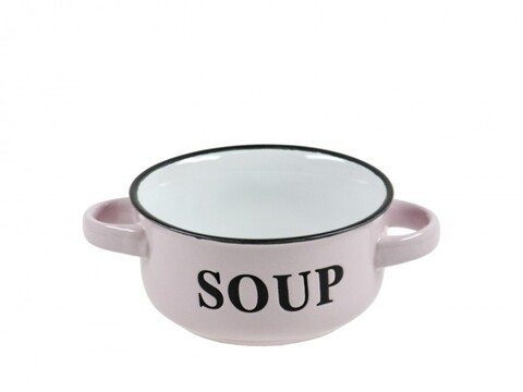 Soup tál, 490 ml, 18x13x6,5 cm, kerámia, rózsaszín