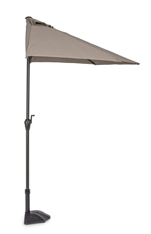 Kalife Halfmoon Félkör alakú napernyő erkélyre/teraszra, Bizzotto, 270 x 135 x 232 cm, oszlop Ø36/38 mm, grézs