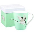 Cana in cutie cadou, Cranes Emerald, Churchill, portelan Fine Bone China, 390 ml