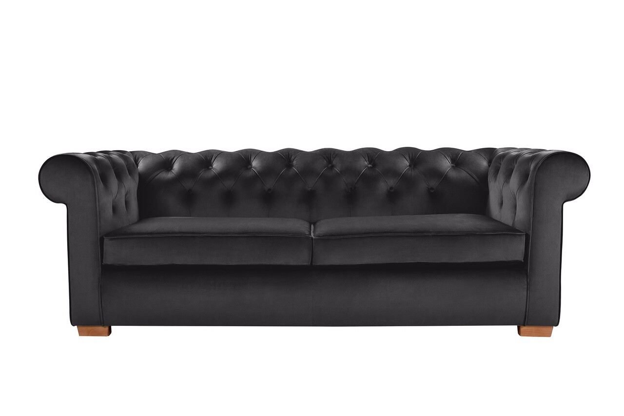 Oxford Chesterfield Kihúzható Kanapé, 88x216x75 Cm, 3 Személyes, Grafit Szürke