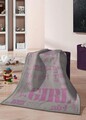 Patura pentru copii, Biederlack, Bocasa Cotton Girl, 75 x 100 cm, poliacrilic, gri/roz