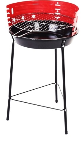 Fix grillsütő 3 lábbal BBQ félig nyitott, Ø33 cm, fém, piros