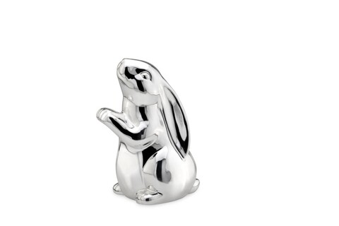 Rabbit Dekoráció, Hermann Bauer, 14x11x19 cm, porcelán, ezüstszín