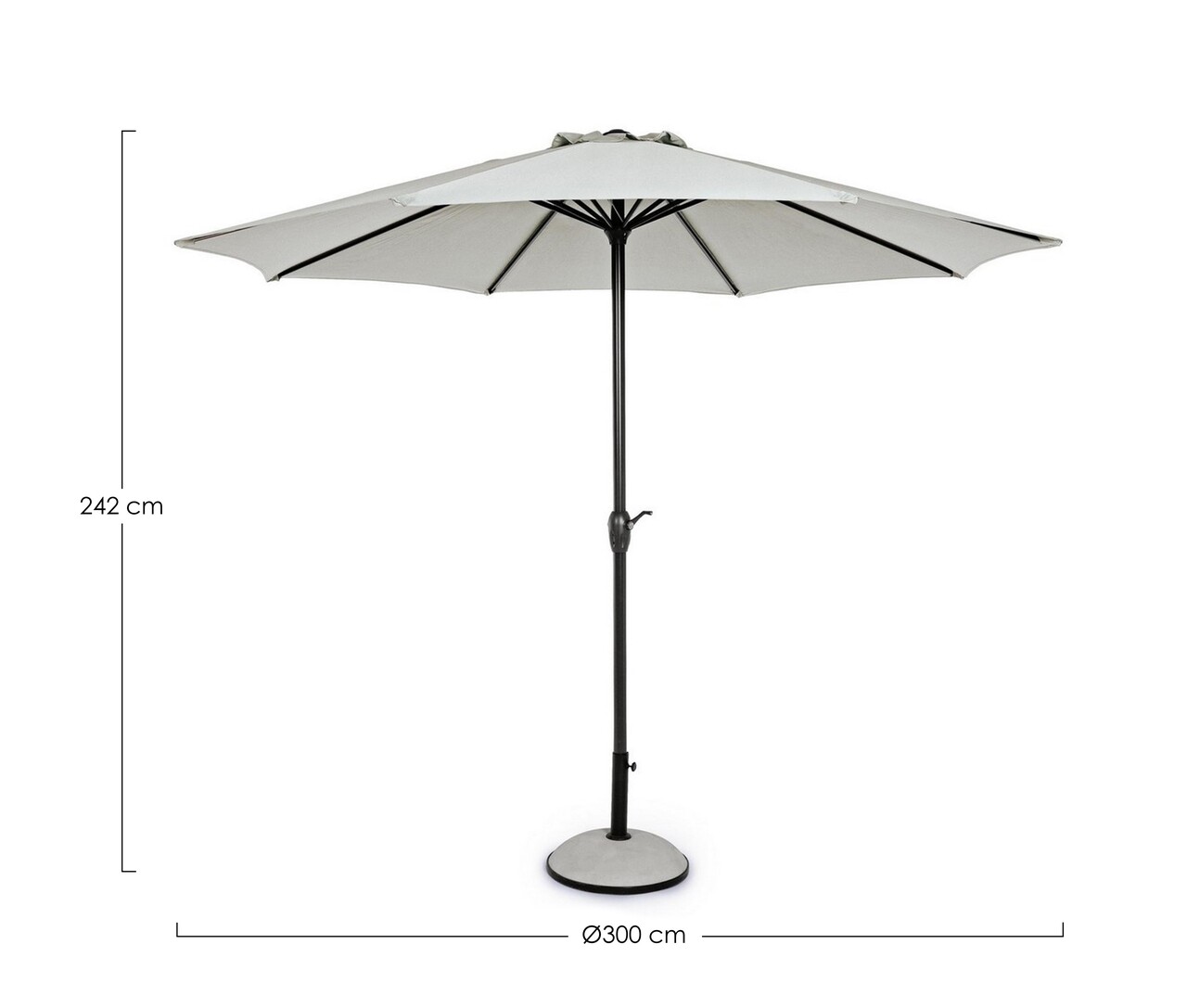 Kalife Terasz/kerti Napernyő, Bizzotto, Ø300 Cm, Oszlop Ø46/48 Mm, Alumínium/poliészter, Természetes