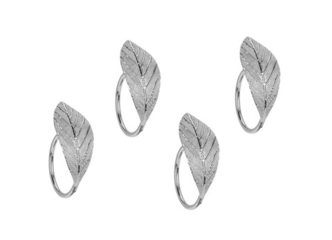 Set 4 inele pentru servetele Leaf V2, 4.5 x 3 cm, metal, argintiu