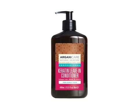 Keratin göndör hajbalzsam, Arganicare, öblítés nélkül, 400 ml