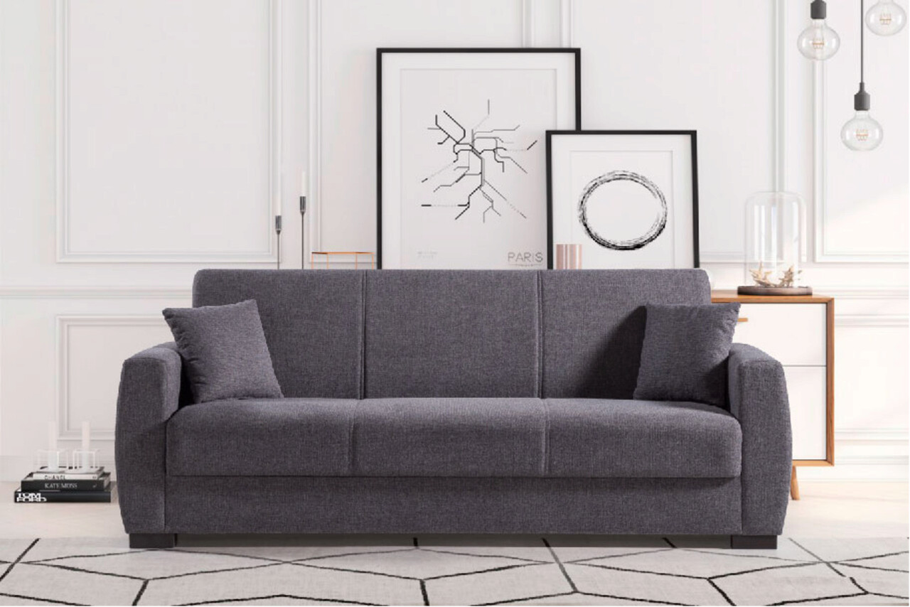 Bedora oscar kihúzható kanapé, 226x84x92 cm, 3 személyes, tárolóládával, sötétszürke