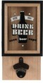 Desfacator si cutie pentru depozitare capace Drink Beer, 15.3x8.3x30 cm, lemn