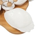 3 tál készlet előételekhez, fogpiszkálóhoz és Creaciones Meng alátéthez, porcelán/bambusz