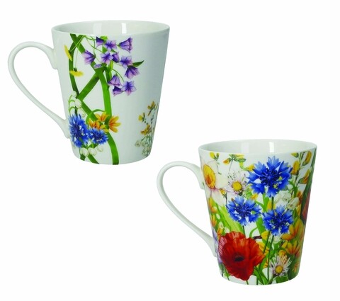 Set 2 cani Fiori Di Campo, Brandani, 300 ml, portelan New Bone China