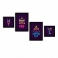 Set 4 tablouri decorative, Alpha Wall, Food & Coffe Bar, 30x30/35x50 cm